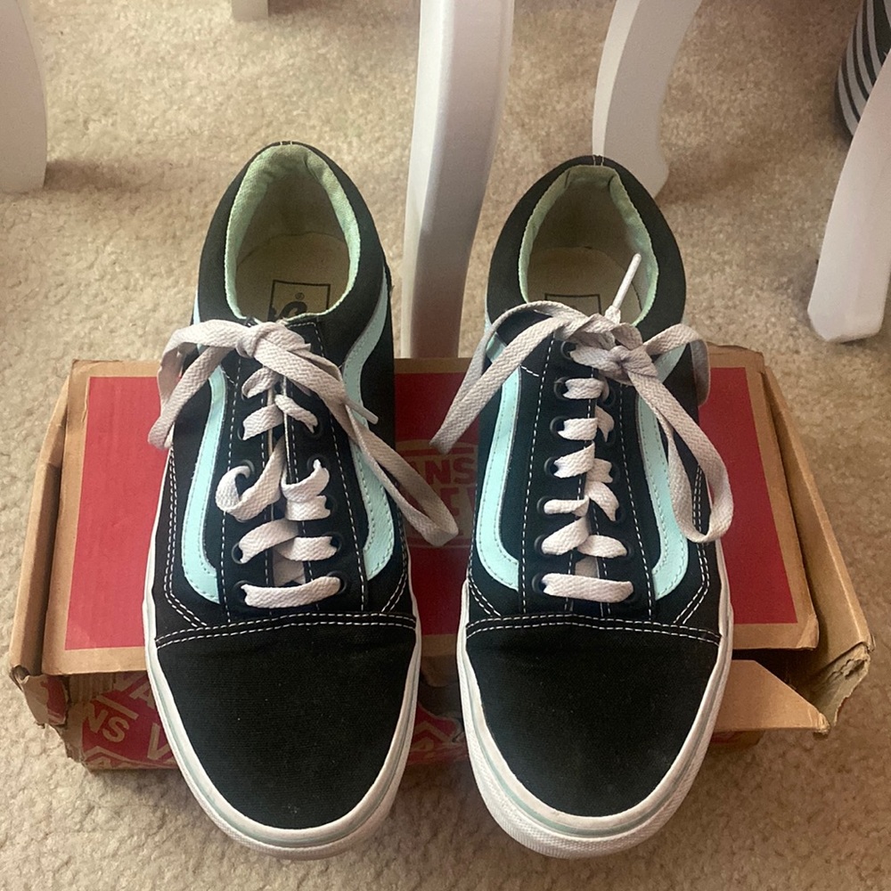 Mint green/Black/White Vans